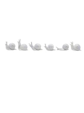 Set of 6 White Ceramic Snail Figurines